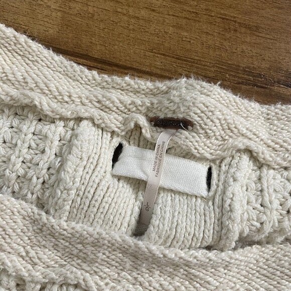 Womens Free people FP knit top ribbon back size large l beige - Picture 3 of 7